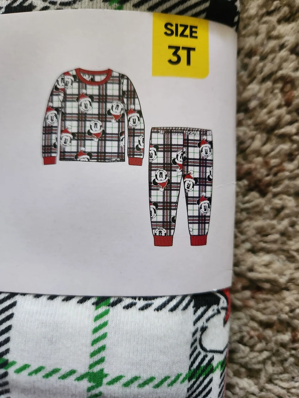 TDisney Toddler Mickey Plaid Pajama Set - For Toddlers Size 3T